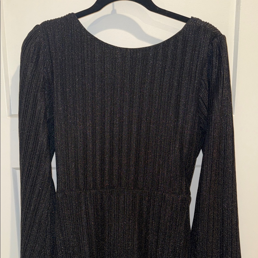 Dee Elly Black Shimmer Long Sleeve Dress | XL - Picture 4 of 5